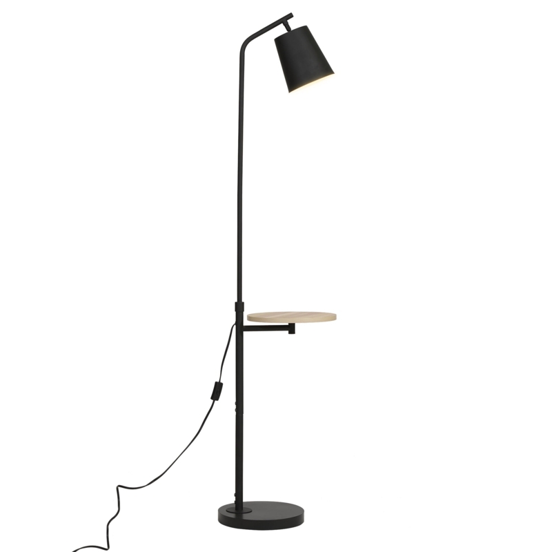Contemporary Floor Lamp: Metal Finish, Adjustable Conical Shade.