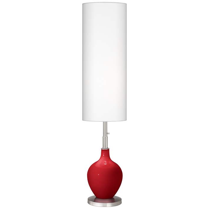 Contemporary Floor Lamp Ribbon Red Gourd Base Clear Pedestal