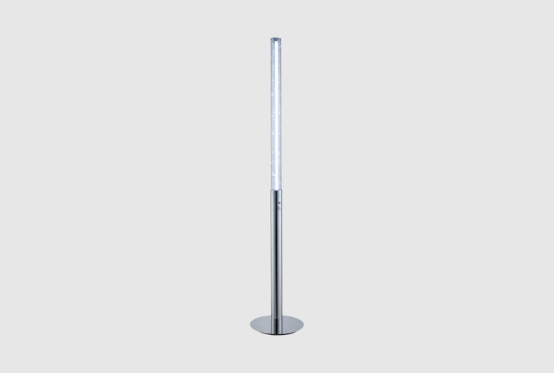 Contemporary Silver Floor Lamp: Polished Chrome Stacked Ball Column