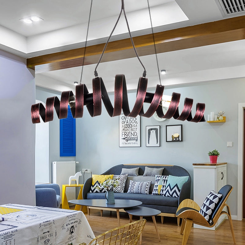 Copper Strap Ring Ceiling Chandelier Country Metal 2 Lights Bedroom  Suspension Lighting - Clearhalo