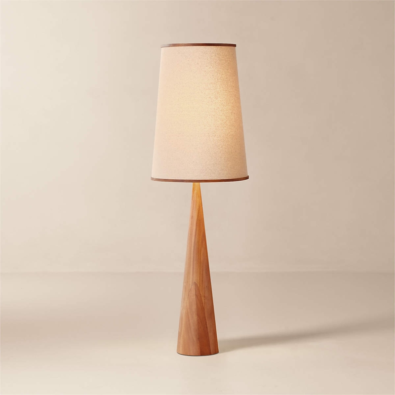 Cozy Reading Corner Floor Lamp Sculptural Wood Linen Shade
