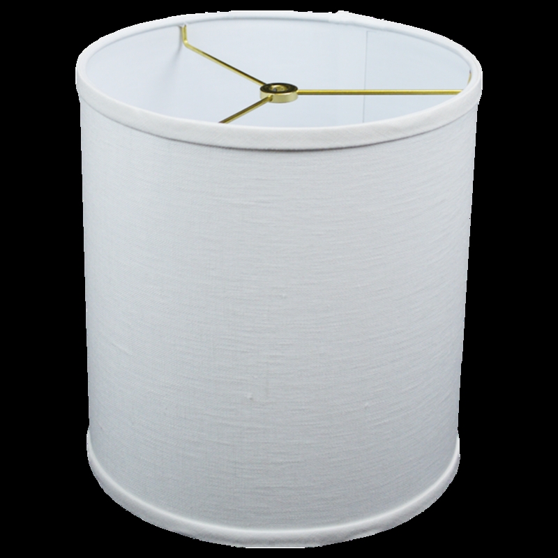 Cream Drum Lamp Shade with Linen-Like Fabric and Rolled Edges.