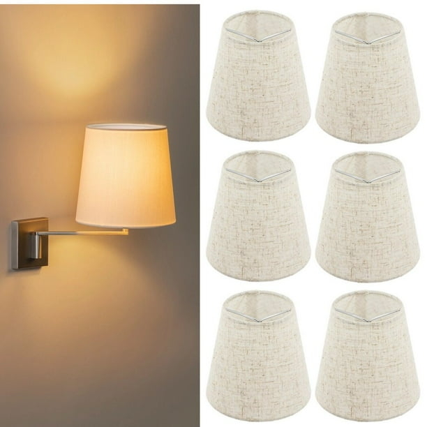 Cream Linen-Like Mini Barrel Lamp Shade Set, Textured