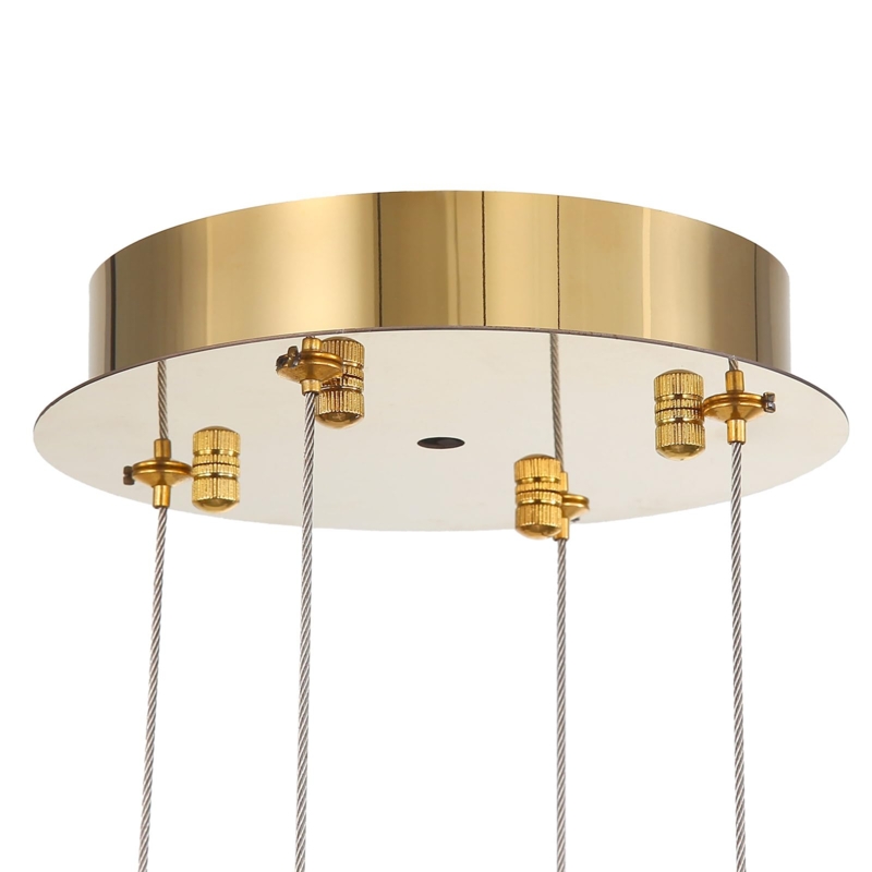 Crystal Chandelier: Multi-Tiered Design with Polished Gold Frame