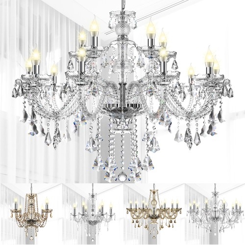 Crystal Chandelier: Polished Chrome Finish, Multi-Tier Candle Style