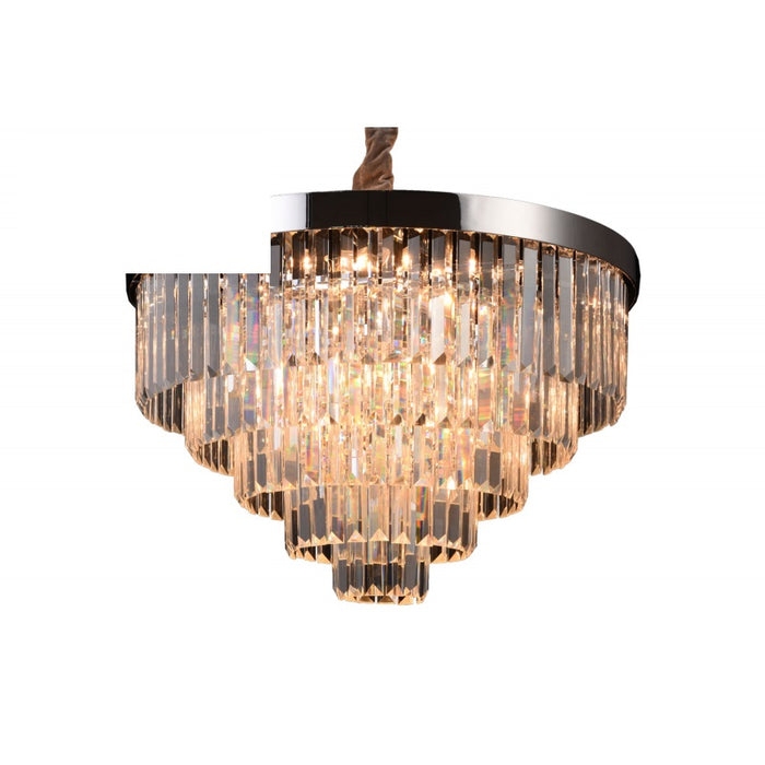 Crystal Chandelier Polished Chrome Sphere Silhouette Cascading Gems