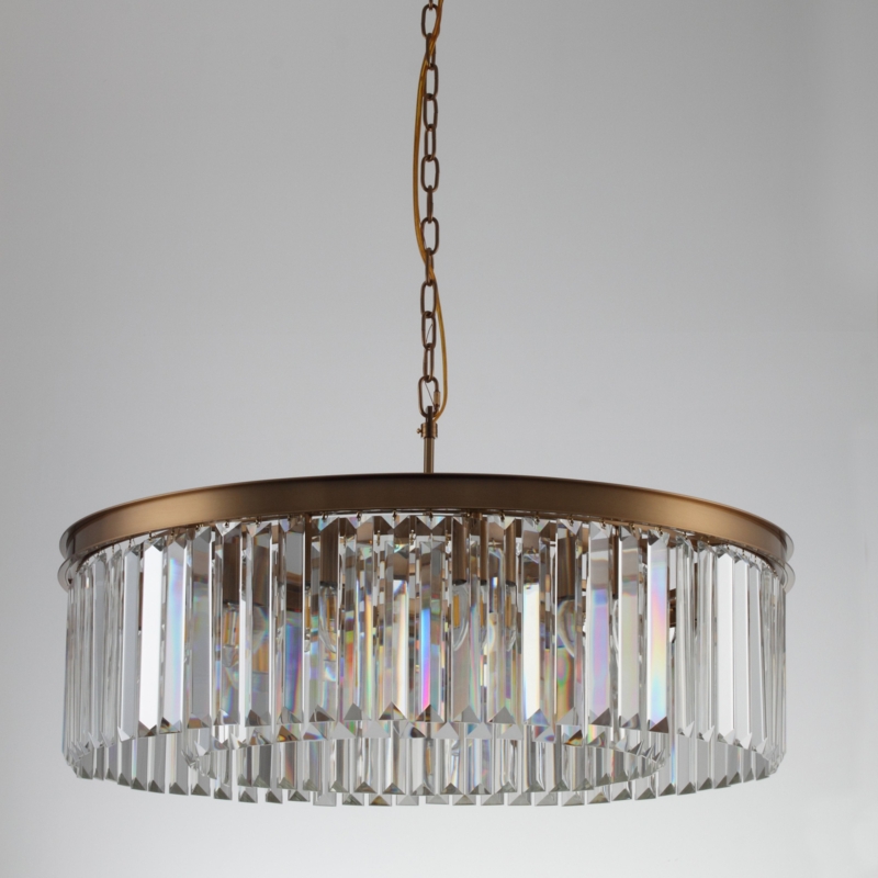 Crystal Fringe Chandelier, 44 Inch Diameter, Polished Nickel Finish.