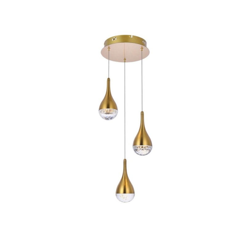 Crystal Pendant Light Satin Gold Cylindrical Cascading Prisms Glam