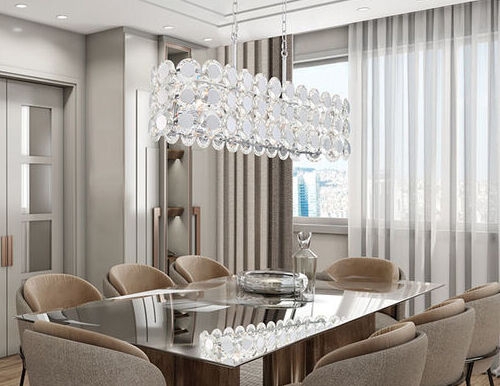 Crystal Semi-Flush Mount Polished Chrome Faceted Dome Elegant Glam