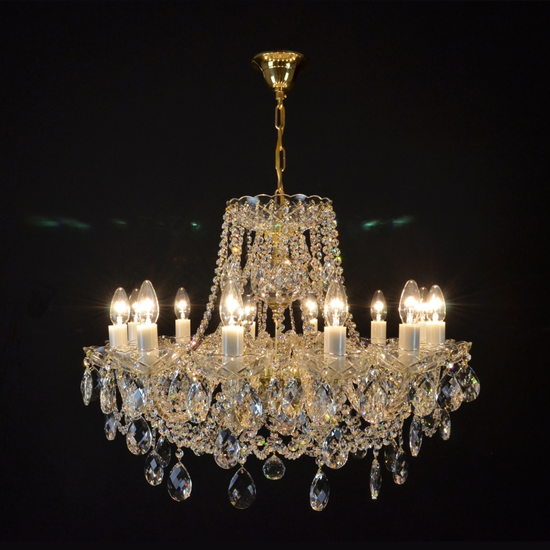 Crystal Two Tier Chandelier with Faceted Pendants for Glam Dining
