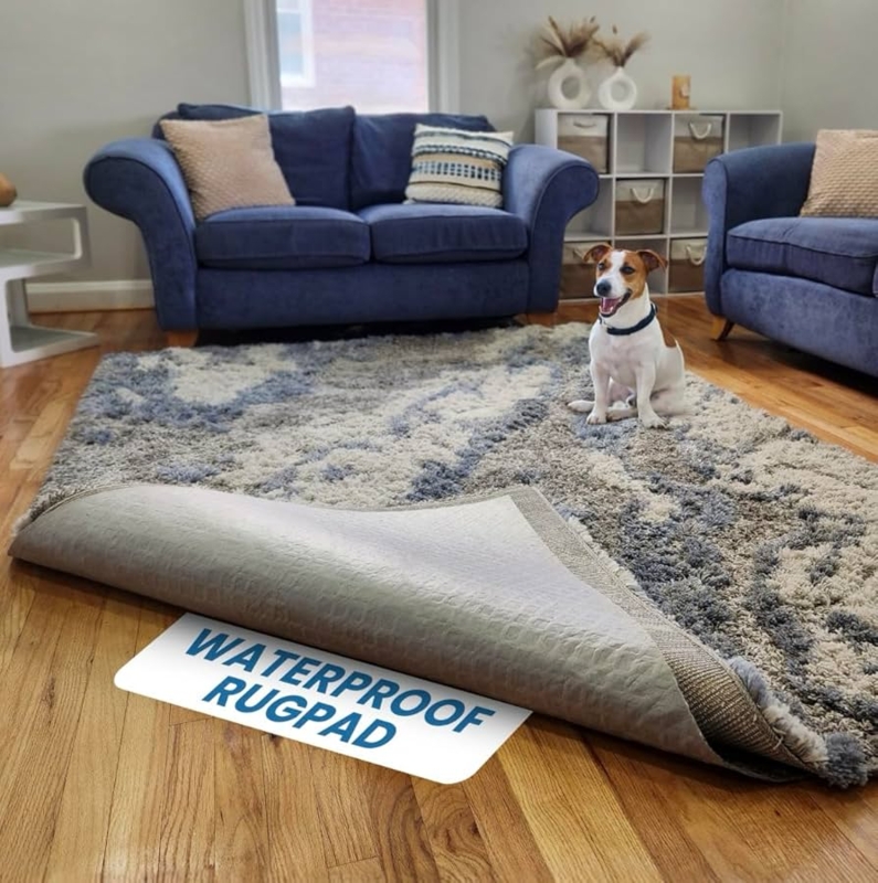 Cushioned Rug Pad Waterproof Thick Padding for Pet Friendly Homes