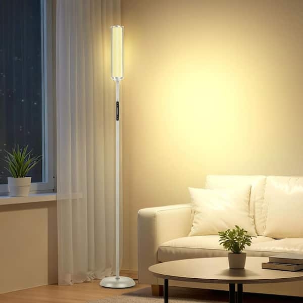 Cylindrical Floor Lamp Mesh Texture RGB Ambient Glow Modern High Tech