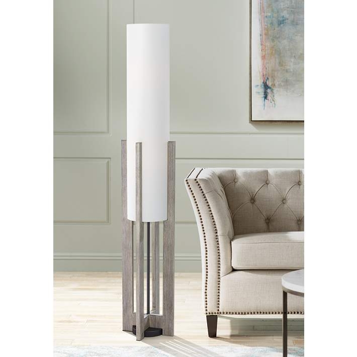 Cylindrical Floor Lamp Weathered Wash Thick Column Transitional Lighting