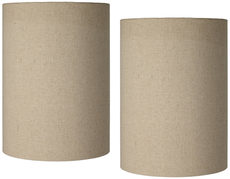 Cylindrical Lamp Shade Set of 2 Woven Fabric Modern Organic Style