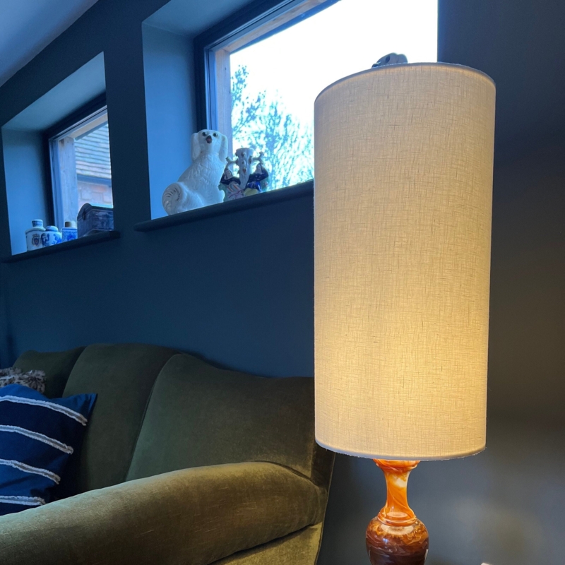 Cylindrical Lamp Shade, Tall Heavy Weave Texture, Cream Earthy