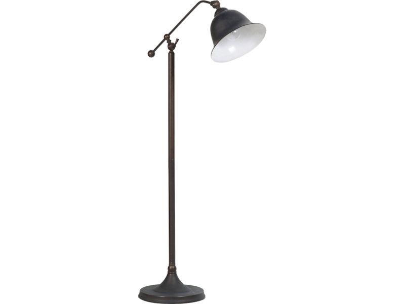 Dark Bronze Bridge Floor Lamp with Adjustable Bell Shade, Transitional