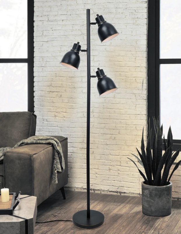 Dark Bronze Tree-Style Floor Lamp with Three Adjustable Cylindrical Shades