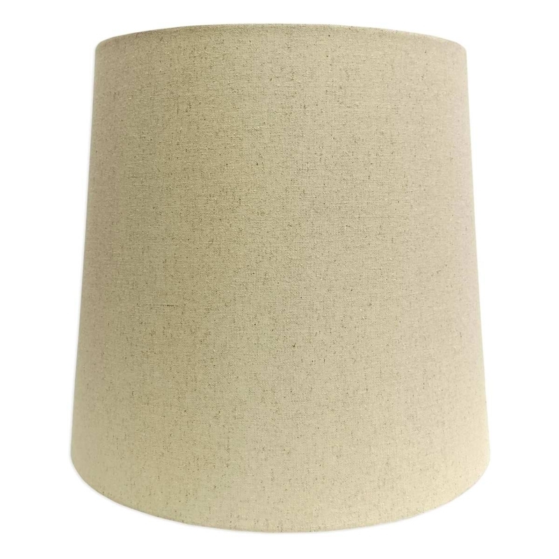 Dark Tan Tapered Drum Lamp Shade Woven Fabric Transitional Style