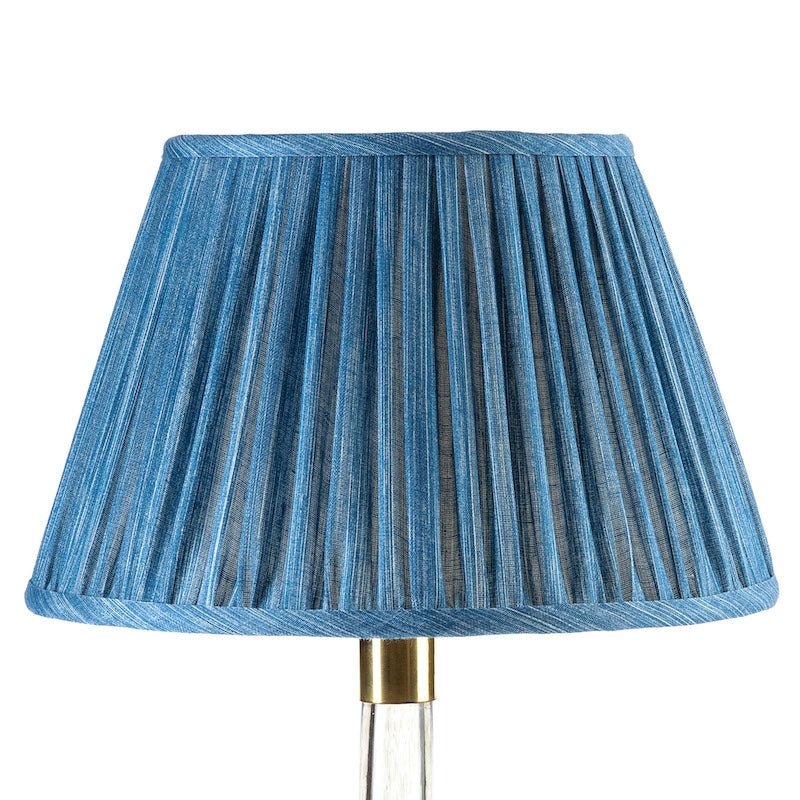 Deep Blue Gathered Fabric Empire Lampshade, Traditional
