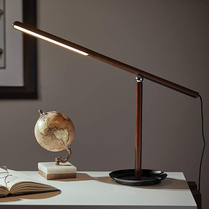 Desk Lamp Wood And Metal Mix Adjustable Head Industrial Task Lighting