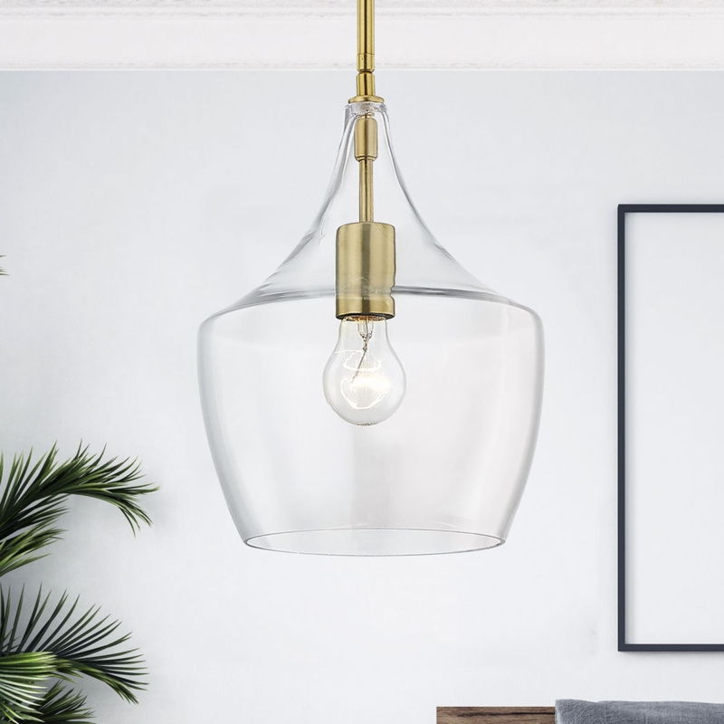 Dome Pendant Light Brushed Gold Hanging Cord Industrial Chic Dining