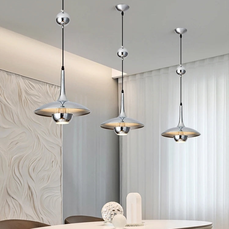 Dome Pendant Lighting Brushed Silver Gold Interior Two Tone