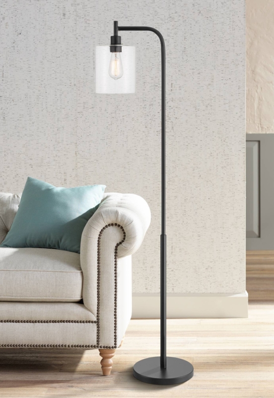 Downbridge Floor Lamp with Clear Glass Shade for Reading Nooks