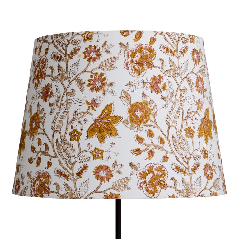 Drum Lamp Shade featuring Marigold Floral Block Print