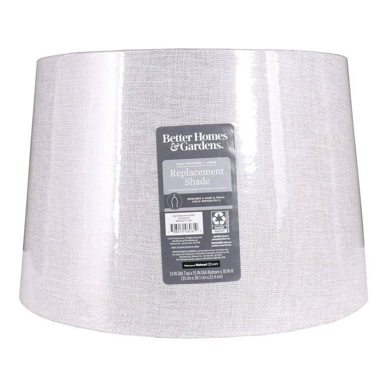 Drum Lamp Shade, Heathered Gray Textured Fabric, Transitional