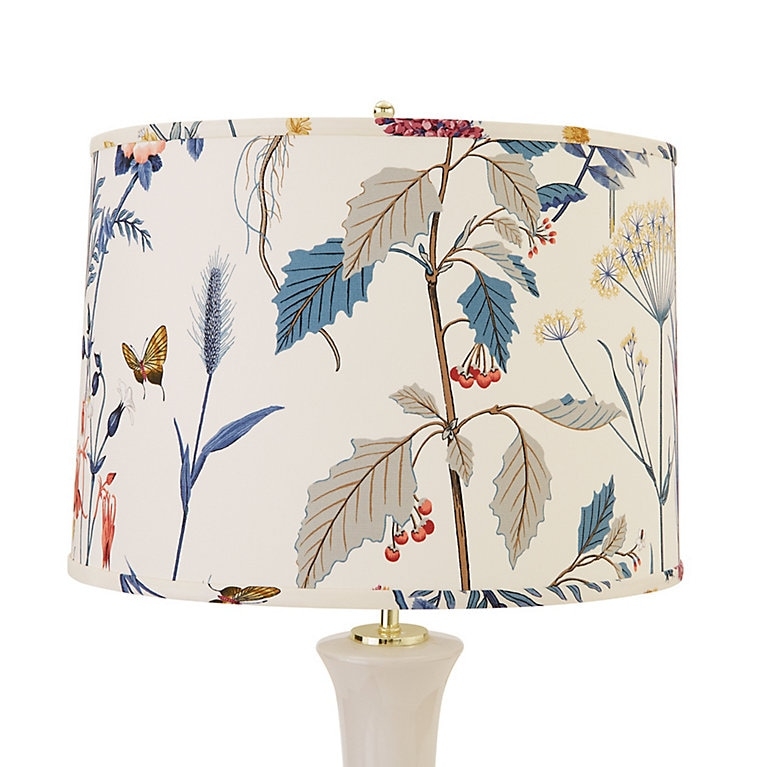 Drum Lamp Shade in Warm Rust Ikat Pattern Fabric