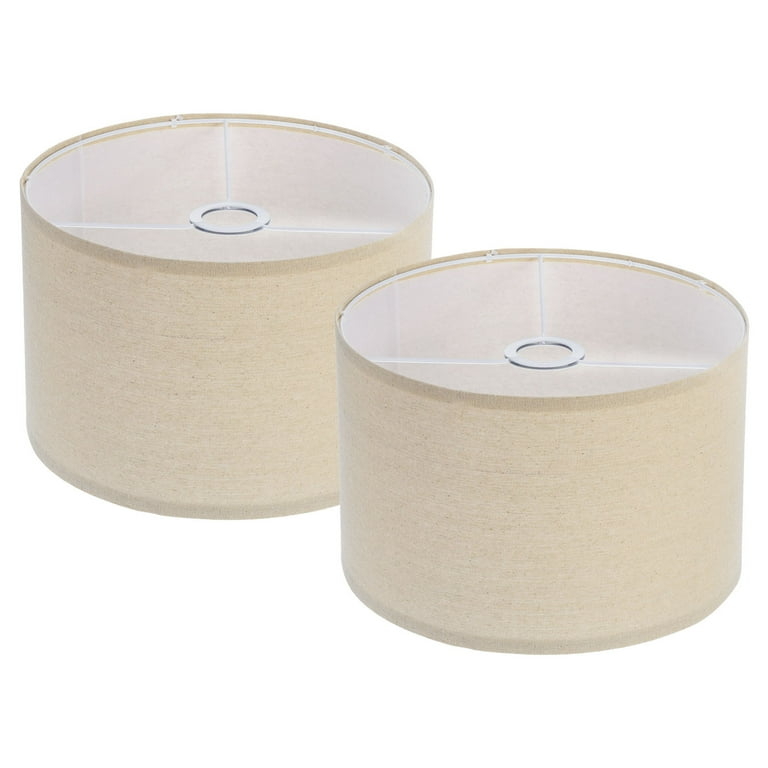 Drum Lamp Shade Set of 2 in Cream Linen-Like Fabric