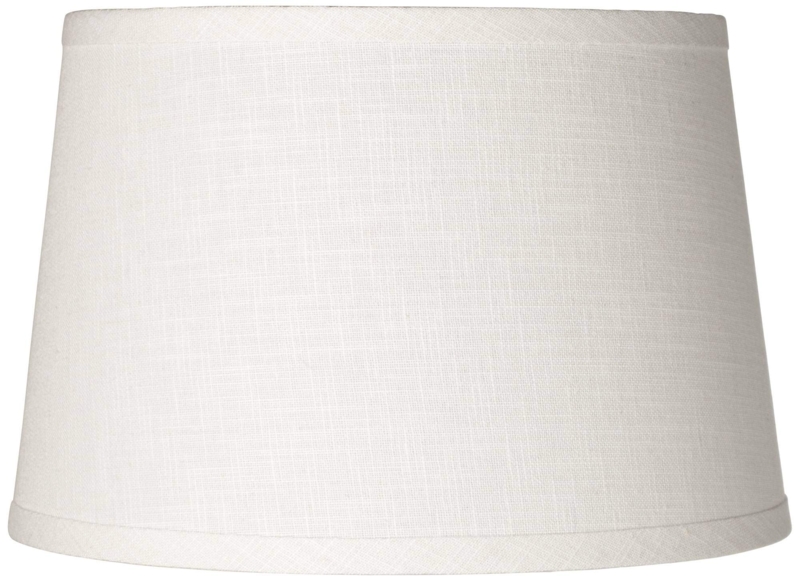 Drum Lamp Shade, White Linen with Harp and Finial