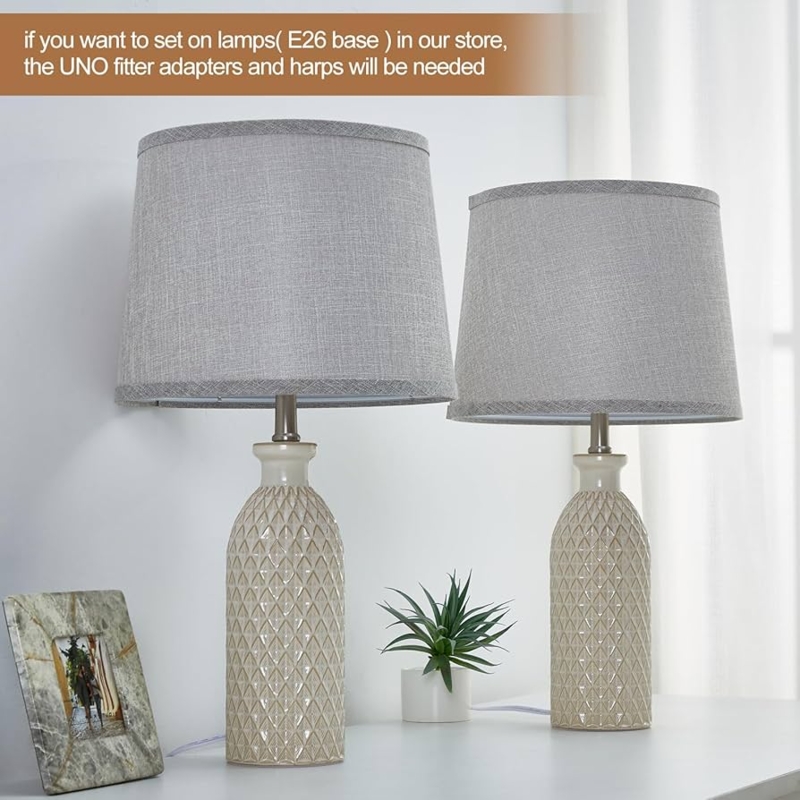 Drum Lamp Shade with Linen Texture in Cool Grey
