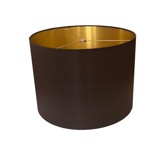 Drum Lampshade Chocolate Satin Gold Interior Glam
