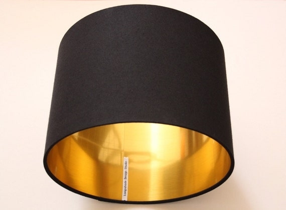 Drum Lampshade: Fabric with Brushed Gold Metallic Lining