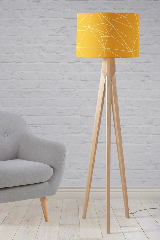 Drum Lampshade Mid Century Modern Geometric Triangle Pattern