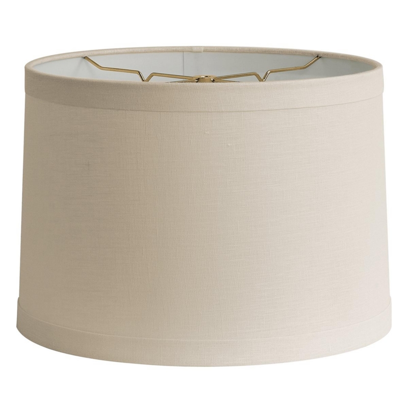 Drum Lampshade Off-white Wide Band Trim Charcoal Tailored