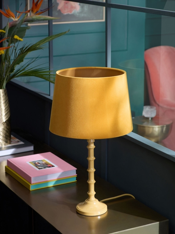 Drum Lampshade Velvet Glam Decor with Gold Metallic Lining