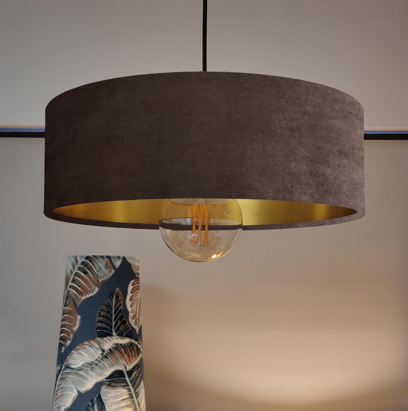 Drum Lampshade Velvet Ultra Slim Gold Lining Glam