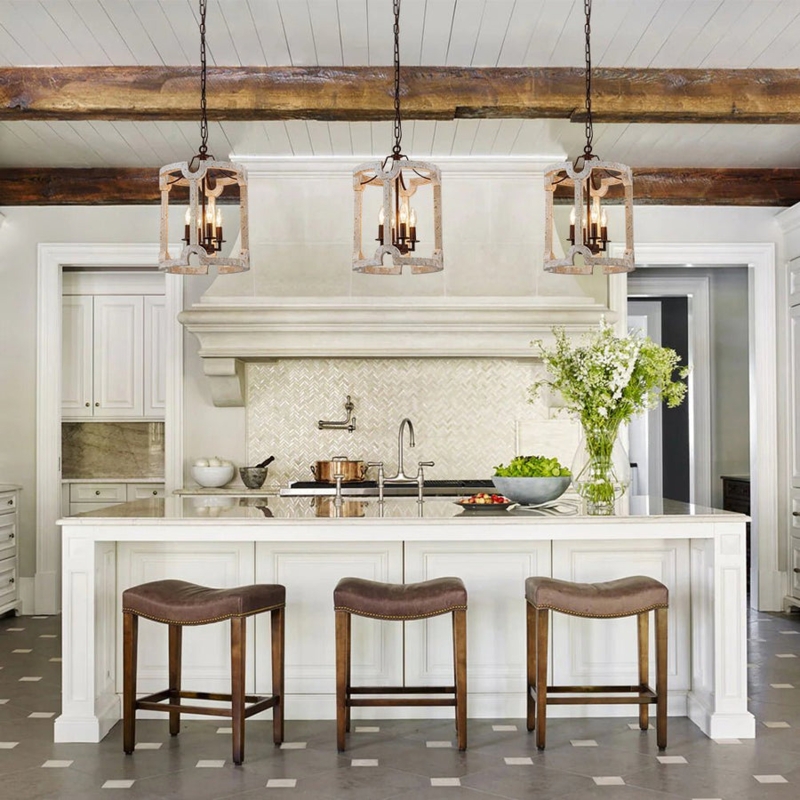Drum Pendant Light: Farmhouse Natural Wood Cylinder with Vertical Slats