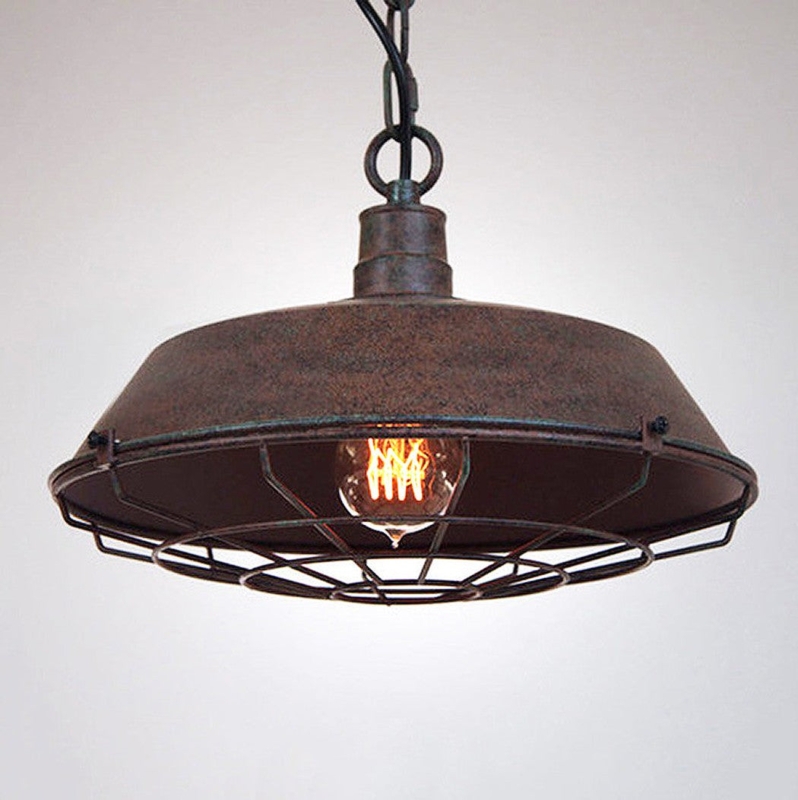 Dual Layer Mesh Cage Pendant Light Industrial Bell Silhouette Vintage