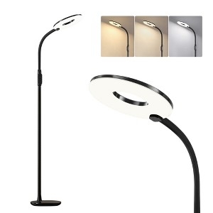 Dual-Light Torchiere Floor Lamp with Flexible Gooseneck Reading Arm