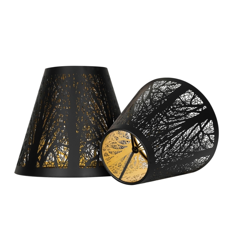 Elegant Matte Black Bell Lampshade with Gold Lining