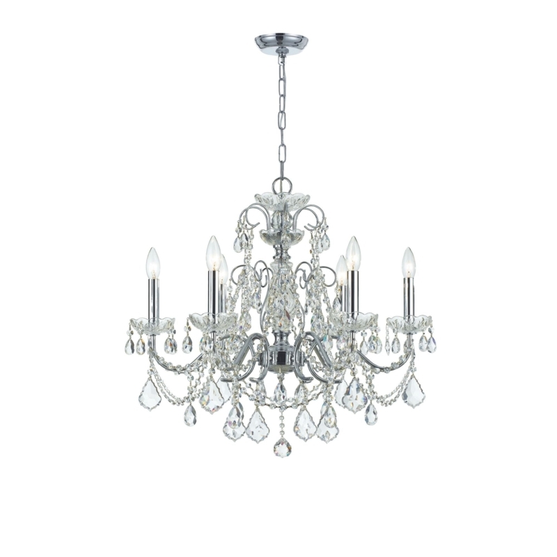 Elegant Tiered Crystal Chandelier Polished Chrome Candelabra Arms