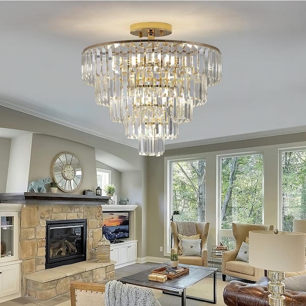 Empire Chandelier for Dining, Opulent Crystal Cascading Tiers Polished
