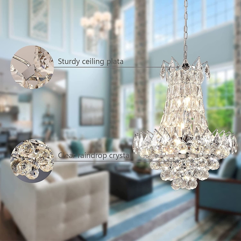 Empire Chandelier Oil-Rubbed Bronze Frame with Tiered Crystal Strands.