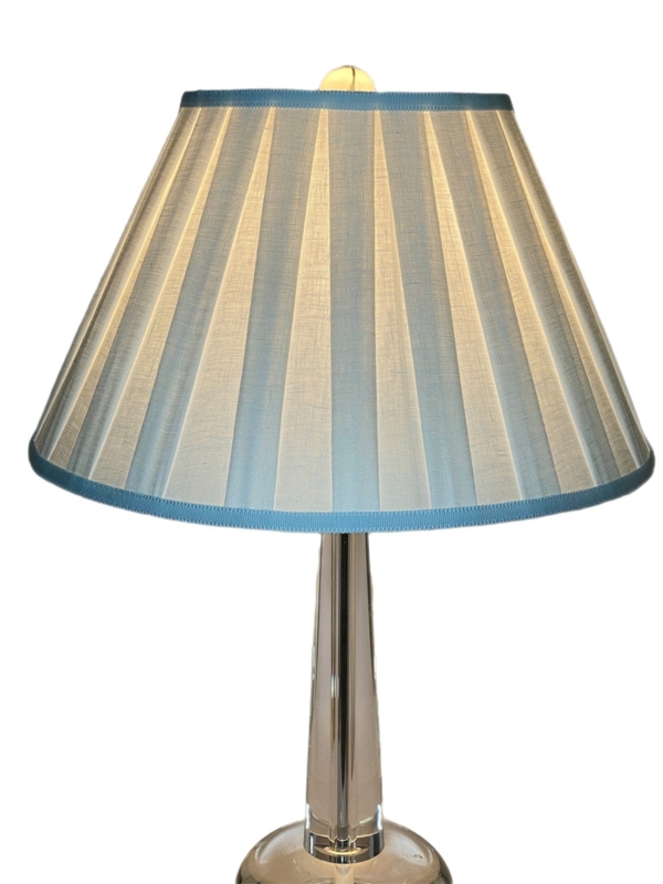 Empire Lamp Shade Box Pleats Cream Linen Traditional Pleated Shade