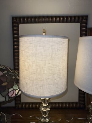 Empire Lamp Shade, Cream Textured Fabric, Contrast Trim Traditional