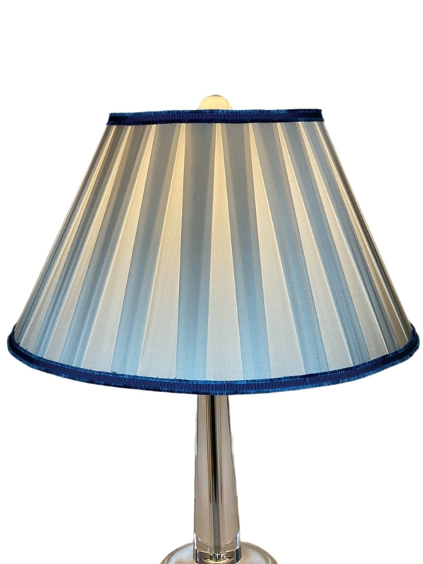 Empire Lamp Shade, Ivory Silk-Like Fabric with Box Pleats
