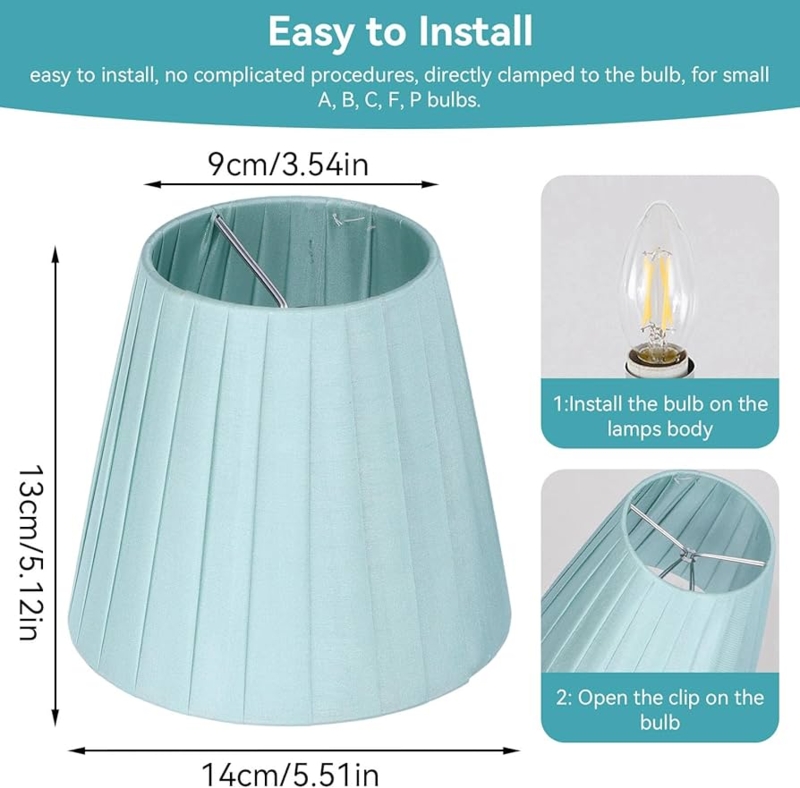 Empire Lamp Shade Light Blue Linen Texture Clip-On Attachment